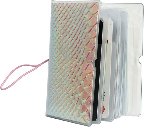 Vista 5 de Soporte para tarjetas de crédito para mujeres, soporte para cupones de tarjetas de fidelidad y organizador con 32 ranuras para tarjetas, Serpiente