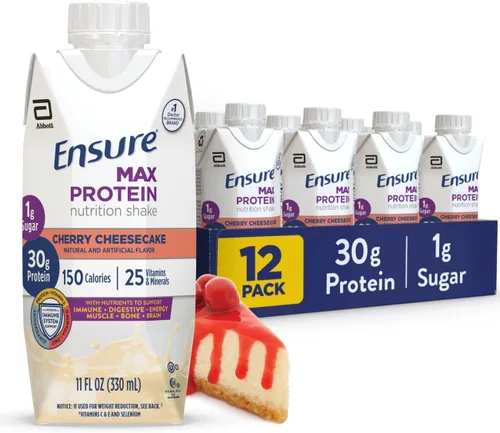 Vista 11 de Ensure Max Protein - Batido de proteína sabor a pastel de cumpleaños Listo para beber 30 gramos de proteína para la salud muscular 1 gramo