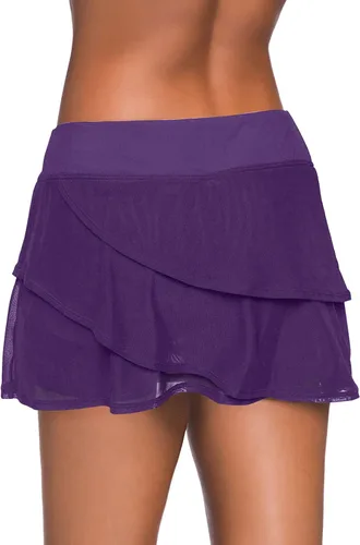 Vista 3 de Aleumdr Falda de baño con volantes en la cintura para mujer