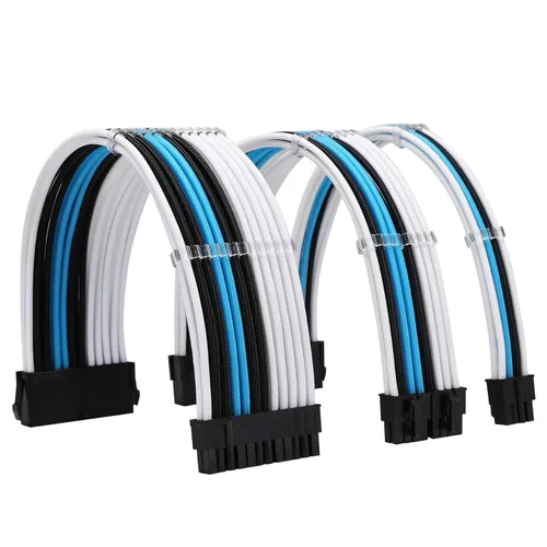 Vista 10 de FormulaMod Kit de cable de alimentación de extensión de manga 18AWG ATX 24P+ Poliestireno expandido 8-P+PCI-E8-P con peines para PSU a placa Negro
