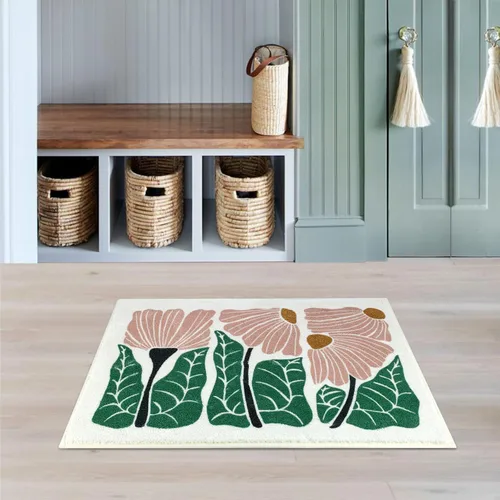 Vista 7 de SHIYUE Bonita alfombra de baño con diseño de flores para alfombras de baño, microfibra ultra suave y esponjosa, absorción de agua, tapete