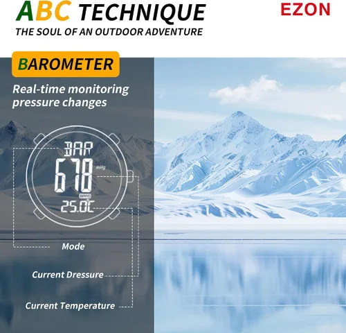 Vista 4 de EZON H001 Military Digital Watch for Men, Tactical Outdoor Adventure Watch with Altimeter, Barometer, Compass, Thermometer, SunriseSunset, Timer