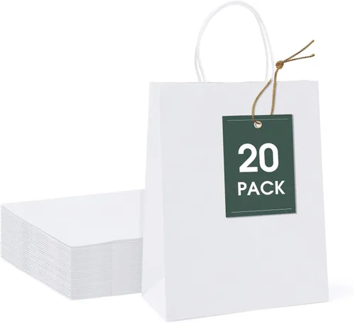 Vista 23 de GSSUSA Bolsas de papel negras de 8 x 4.25 x 10.5 pulgadas, 20 unidades, bolsa de papel de regalo con asas a granel, regalo de graduación, papel