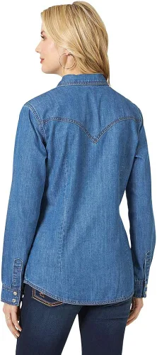 Vista 3 de Wrangler Camisa retro de manga larga para mujer