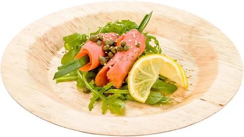 Vista 5 de Restaurantware Platos de bambú de 3.5 x 3.5 pulgadas, 100 bandejas sostenibles, bandejas redondas desechables de bambú para servir sushi, duraderas