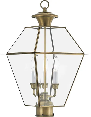 Vista 12 de Livex Lighting 2384-91 - Farol transitorio de tres luces post-top de Westover Collection en Pwt, Nckl, B/S, Slvr. acabado, 12.00 pulgadas