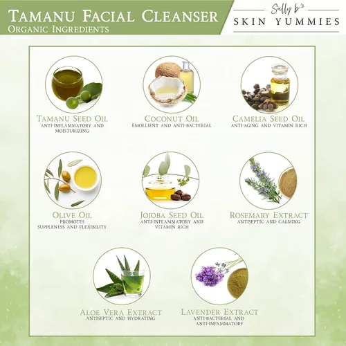 Vista 2 de Sally B's Tamanu - Limpiador facial de lujo, leche limpiadora para pieles sensibles/verificado por EWG, alivio del enrojecimiento, 4 onzas
