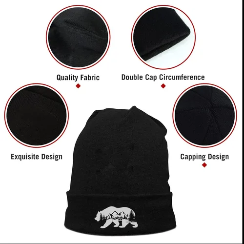 Vista 2 de FOECBIR Gorro para hombre y mujer, gorro de invierno, suave y cálido, unisex, gorro de calavera, ligero para mujer, Bear1