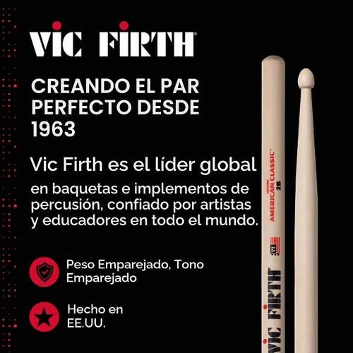 Vista 8 de Baquetas Vic Firth American Classic 2B