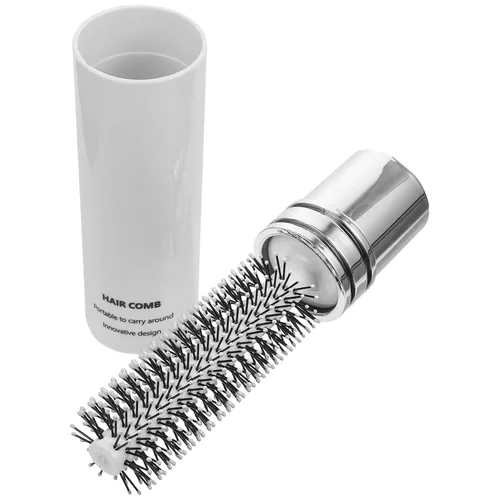 Vista 9 de Mini cepillo de peinado retráctil de cerdas redondas de secado por soplado y desenredado para el cabello, blanco