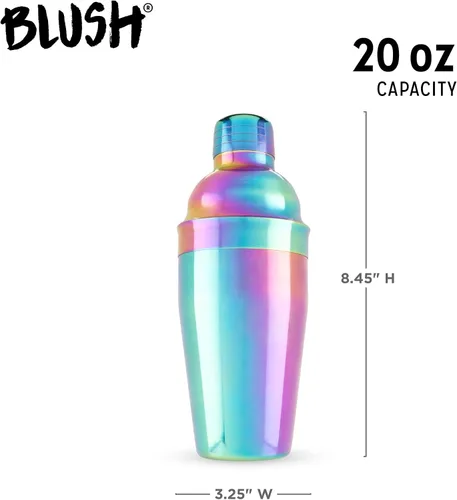 Vista 3 de Blush Mirage Rainbow - Coctelera iridiscente de acero inoxidable, colorida coctelera para accesorios estéticos de bar en el hogar, despedida