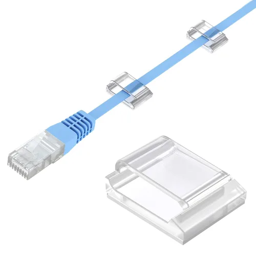 Vista 9 de AGPTEK Clips para cables Ethernet, 60 PIEZAS clips adhesivos para cables, clips planos para cables, soporte pequeño para cables de red Ethernet