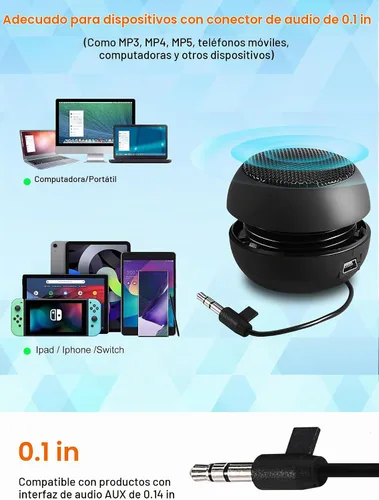 Vista 2 de Mini altavoz portátil con cable USB pequeños altavoces con conector