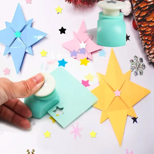 Vista 6 de Perforadora de agujeros - Punzones de papel para manualidades, formas de perforación, perforadora de agujero de estrella, perforadora de agujeros