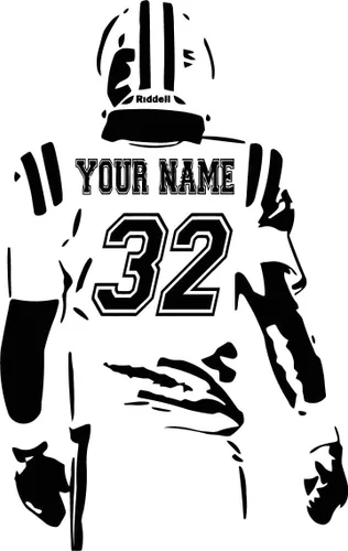 Vista 2 de Calcomanía de pared personalizada de fútbol – Elige tu nombre – Números personalizados camisetas de jugador – Adhesivo decorativo para dormitorio