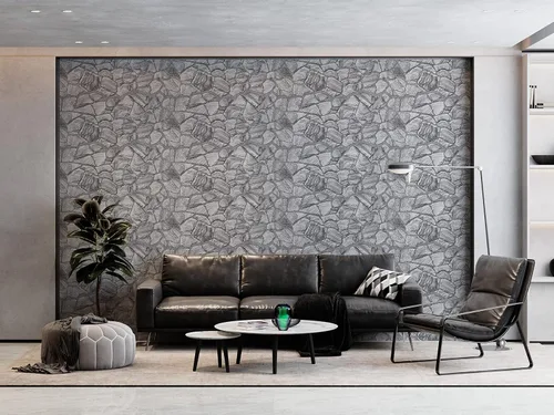 Vista 3 de Dundee Deco Paneles de pared 3D, paneles de pared de PVC de piedra sintética de carbón blanco para decoración de pared interior, sala de estar, Gris