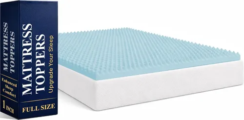 Vista 20 de Greaton, Cubrecolchones de espuma viscoelástica de gel contorneado de 1 pulgada para mayor comodidad y apoyo, individual, azul.