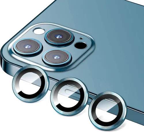 Vista 16 de Protector de lente de cámara compatible con iPhone 12 Pro Max, antiarañazos, vidrio templado 9H, protector de pantalla de cámara de metal, anillo a