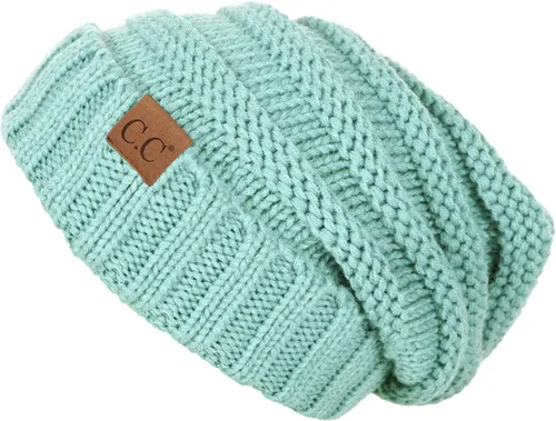 Vista 3 de Funky Junque Gorro holgado de punto trenzado de gran tamaño, grueso, suave, de gran