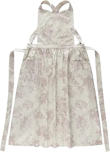 Vista 7 de Delantal de cocina floral de algodón impermeable para mujer, delantal ajustable con bolsillos, estilo vintage para cocinar y hornear