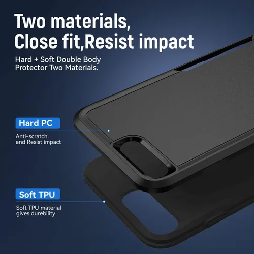 Vista 4 de Funda para iPhone 7/8 Plus, con protector de pantalla HD, [probada contra caídas de grado militar], resistente, resistente, a prueba de golpes, Negro