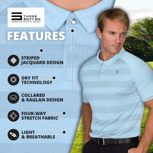 Vista 5 de Three Sixty Six Polo de golf para hombre, polos de golf con cuello en seco, ligero y transpirable con tela elástica