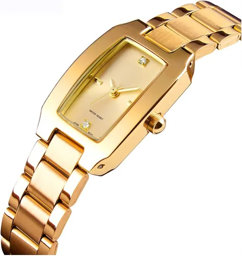 Vista 2 de VIGOROSO Reloj de pulsera cuadrado de lujo casual elegante reloj de pulsera de acero inoxidable impermeable analógico de cuarzo para mujer