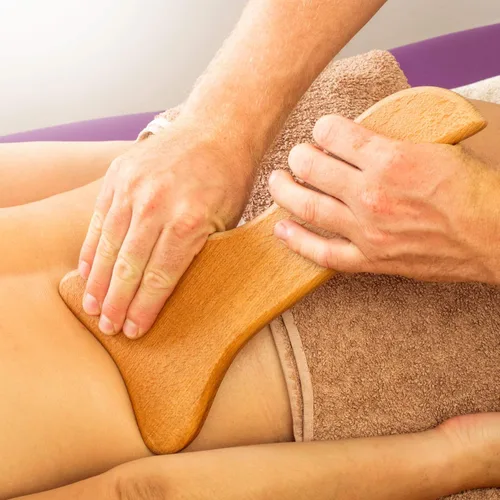 Vista 3 de tuuli Masaje anti celulitis conjunto masajeador rodillo con mango Gua Sha Maderotherapy madera