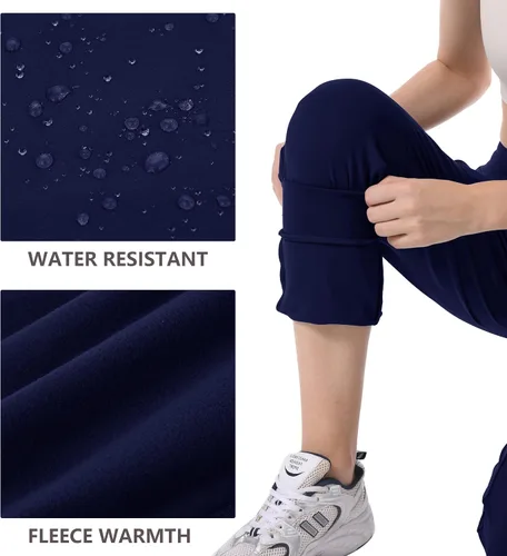 Vista 4 de HARTPOR Pantalones deportivos con forro polar para mujer, pantalones cargo de senderismo, resistentes al agua, pantalones deportivos de invierno