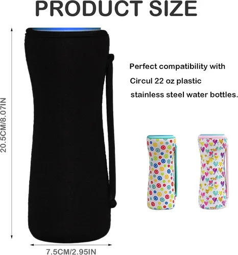 Vista 3 de Funda estampada de 22 onzas compatible con botellas de agua Cirkul para botellas de plástico y acero inoxidable, neopreno de 22 onzas, material que