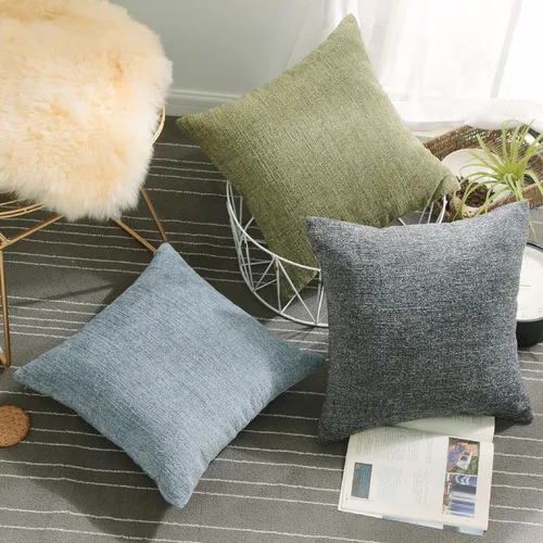 Vista 7 de Home Brilliant - Funda decorativa para cojín, diseño afelpado de terciopelo de felpilla a rayas, 1 pieza Verde Fresco