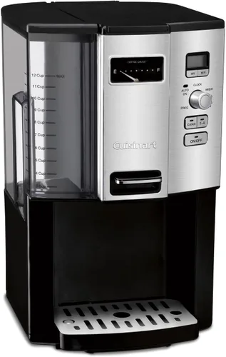 Vista 4 de Cuisinart Cafetera, 12 tazas de goteo programable, DCC-3000P1, filtro de café negro y GTF-B tono dorado, cesta, molino de rebabas