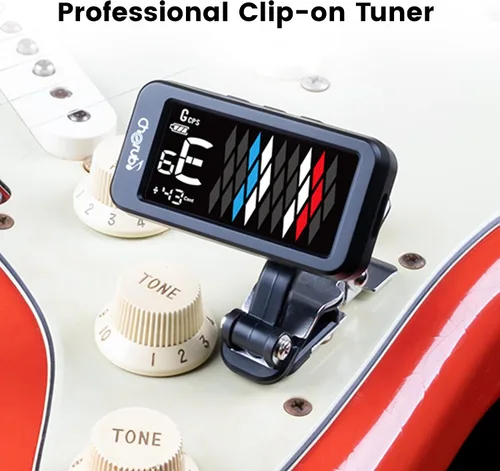 Vista 5 de Cherub WST-905Li - Afinador de guitarra recargable con clip, 4 modos de visualización, ± 1 centavo de alto grado de precisión, 5 modos de afinación