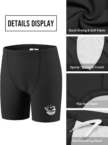 Vista 3 de FitsT4 - Traje de baño deportivo para niños y jóvenes, traje de baño competitivo de secado rápido, pantalones cortos de natación atléticos