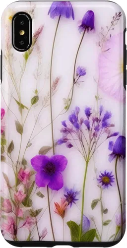 Vista 7 de iPhone 14 Mezcla de flores silvestres ramo floral patrón púrpura caso