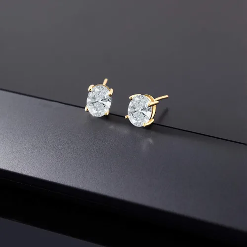 Vista 90 de Gem Stone King Aretes de oro de 14 quilates con piedra natal ovalada de 0.315 x 0.236 in Aretes de oro para mujer