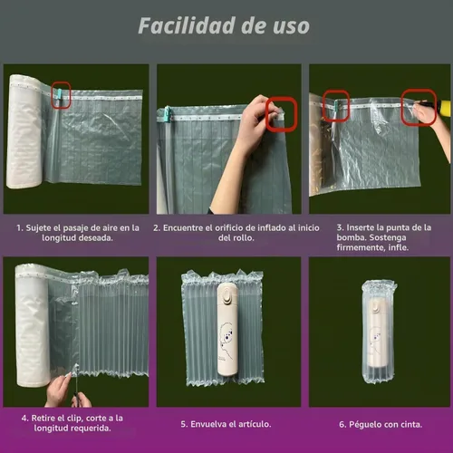 Vista 4 de Envoltorio Grande de Cojín de Burbujas para Embalaje de Artículos Frágiles, Almohadas de Aire Inflables para Envío, Materiales de Embalaje