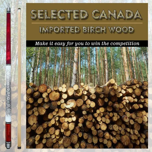 Vista 7 de HomeSeason 58in Pool Cue Stick Canadian Maple Wood 13mm Tip - 18oz Perfect for Precision Play, Low Deflection Pool Cue for Enhanced Accuracy
