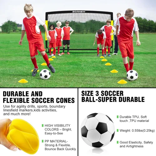 Vista 6 de Portería de Fútbol para Niños para Patio Trasero - Juego de 2 Porterías de 7X5 / 6X4 pies, Redes de Fútbol para Niños Pequeños, Equipo