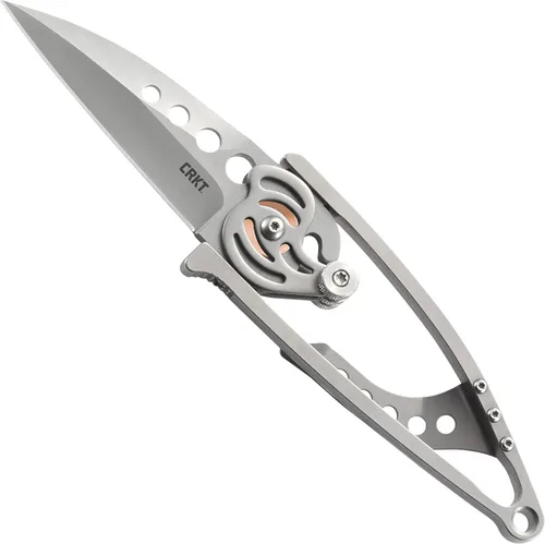 Vista 7 de Cuchillo plegable de transporte diario (EDC) con bloqueo de botón CRKT Snap Lock: hoja de borde liso de acero 420J2, mango de acero inoxidable Negro
