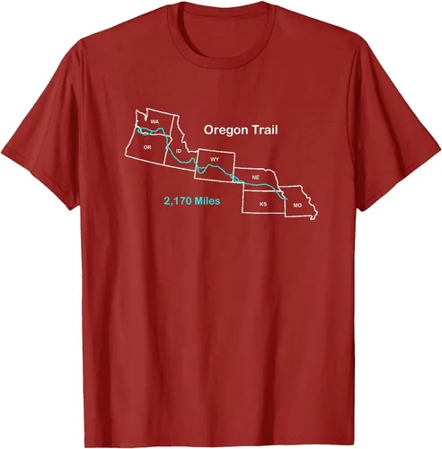 Vista 52 de Route Map of The Oregon National Historic Trail T-Shirt Asphalt Grey