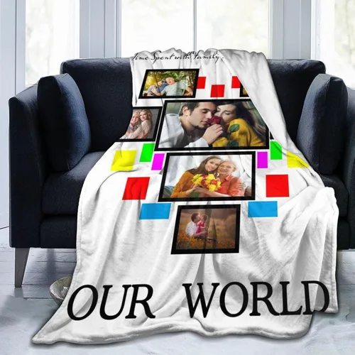 Vista 22 de Manta personalizada con foto de regalo para papá y abuelo, mejor regalo del día del padre, Halloween, Navidad, Año Nuevo de parte de hija, hijo