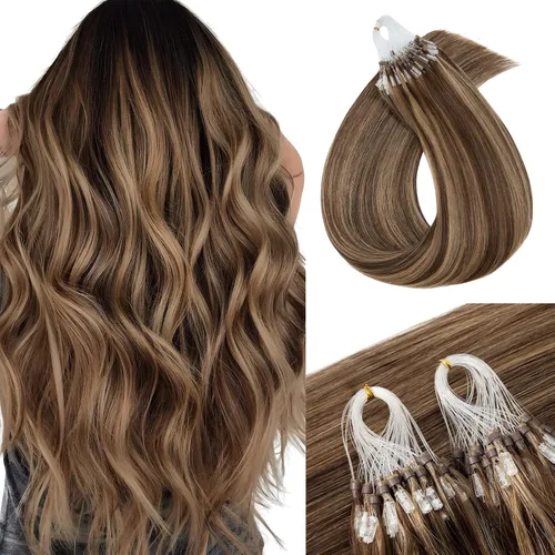 Vista 8 de MY-LADY Microlink - Extensiones de cabello humano con microcuentas de 14 pulgadas, extensiones de cabello rubio con micro bucle, extensiones