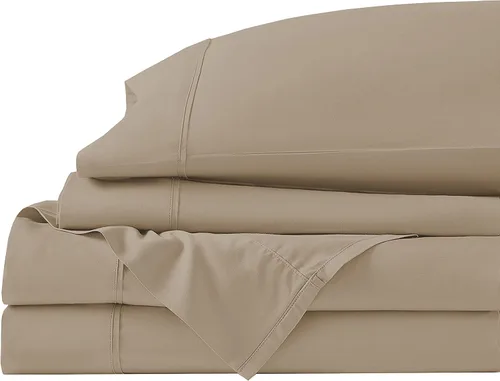 Vista 27 de Juego de cama de 5 piezas, 100% algodón egipcio de 600 hilos, fundas de almohada y sábana bajera con bolsillo extra profundo, ropa de cama suave