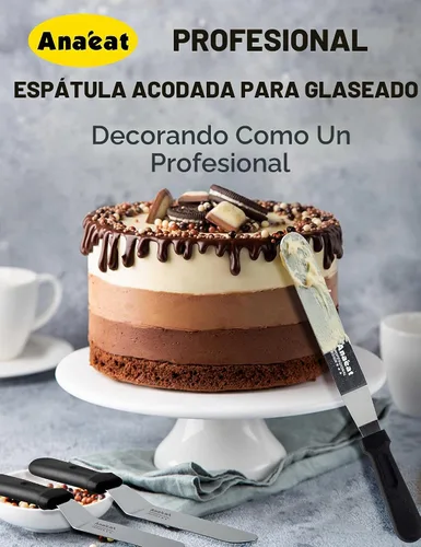 Vista 4 de Anaeat Espátula de glaseado, espátula profesional para tartas angulada y desplazada con hoja de acero inoxidable de 10 pulgadas - Cuchillo de Hoja