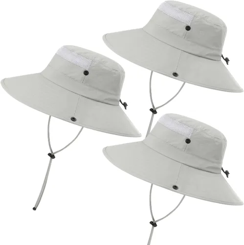 Vista 10 de Paquete de 3 sombreros Boonie para hombre, protección UV, sombrero de pesca al aire libre para senderismo, safari y jardinería