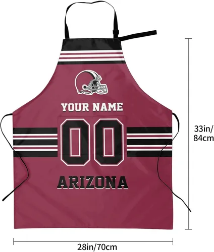 Vista 4 de Delantales personalizados del estilo del fútbol, delantal personalizado de la cocina del nombre y del número, delantales impermeables modificados