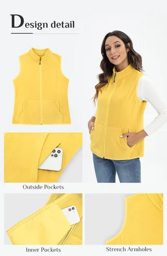 Vista 6 de Xeoxarel Chaleco de forro polar para mujer con 6 bolsillos (XS-2XL)