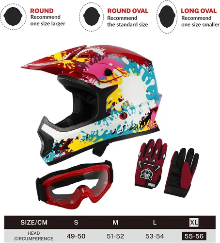 Vista 48 de SLMOTO - Casco DOT para niños y jóvenes, casco de motocross para todoterreno y calle, casco de motocicleta, casco de bicicleta de tierra, motocross