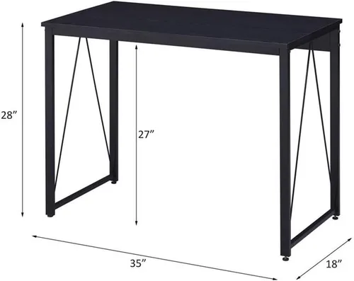 Vista 3 de Acme Zaidin - Escritorio rectangular de madera con base de trineo de metal, color negro